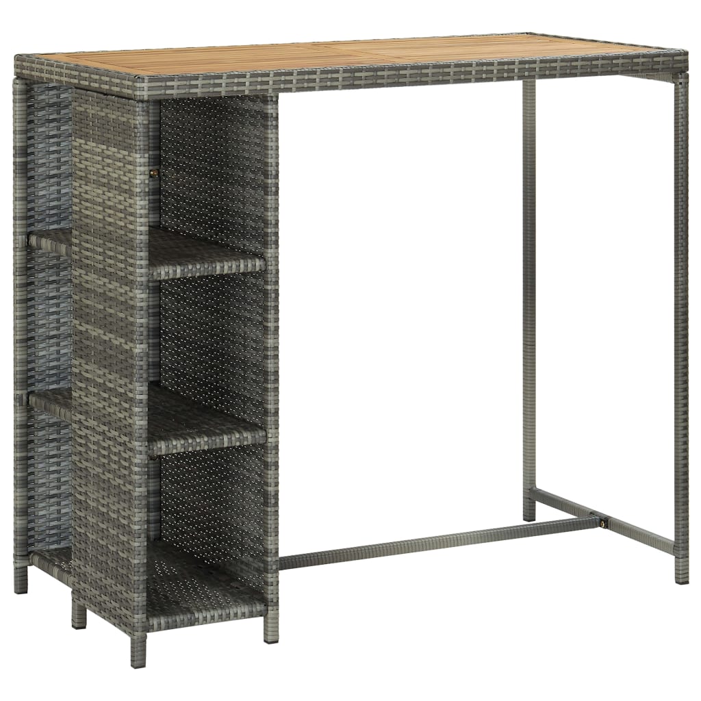 Meuble de bar de jardin 5 pcs et coussins Résine tressée Gris