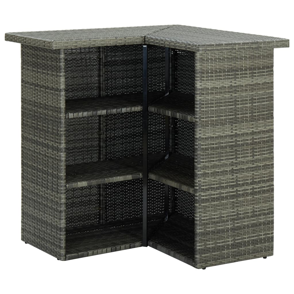 Meuble de bar de jardin 16 pcs et coussins Résine tressée Gris