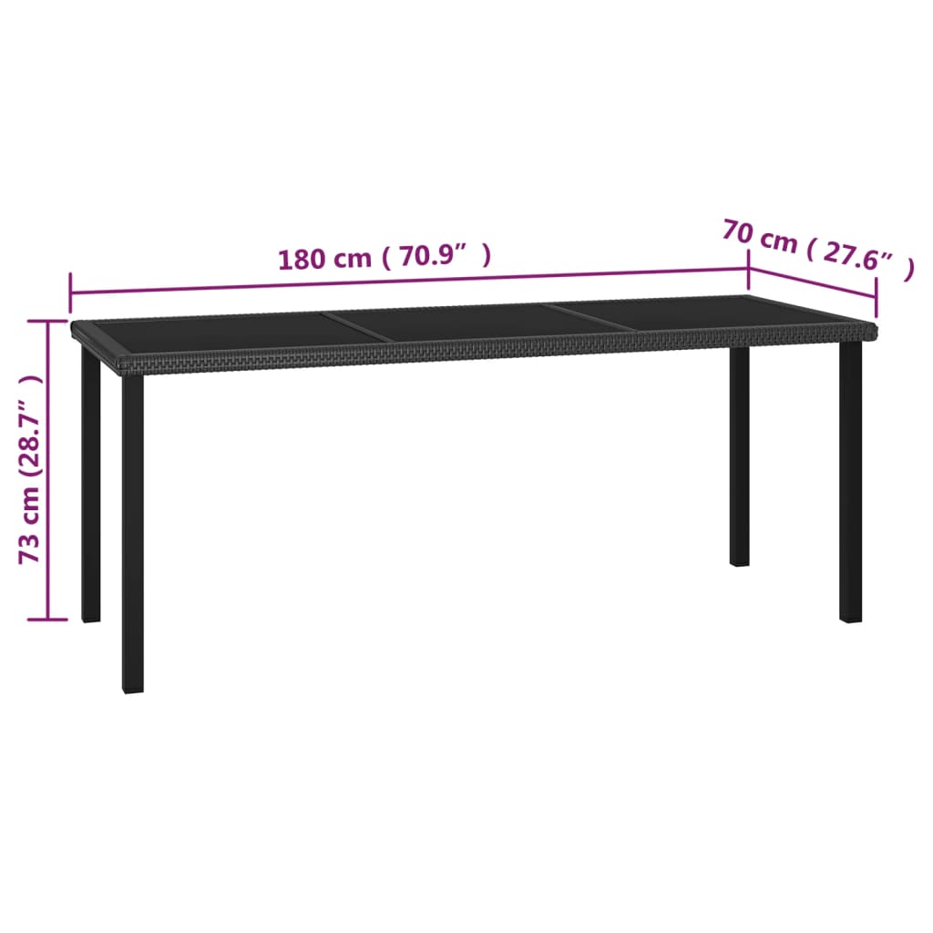 Ensemble de salle à manger de jardin 9 pcs Résine tressée Noir