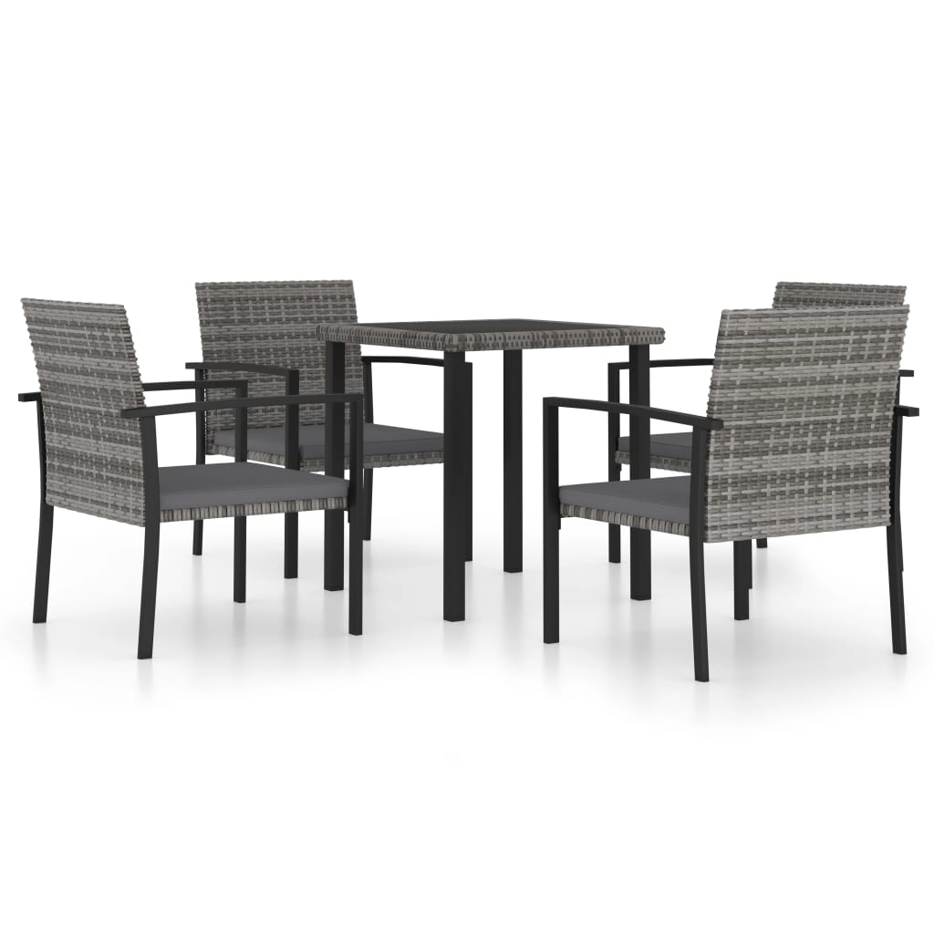 Ensemble de salle à manger de jardin 5 pcs Résine tressée Gris