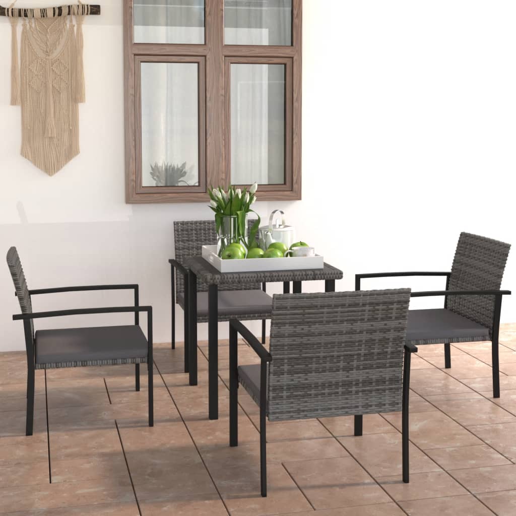 Ensemble de salle à manger de jardin 5 pcs Résine tressée Gris