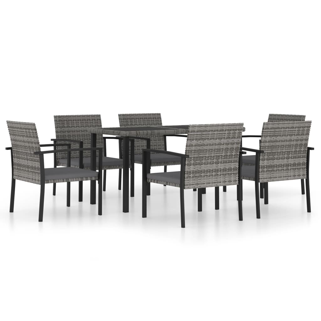 Ensemble de salle à manger de jardin 7 pcs Résine tressée Gris