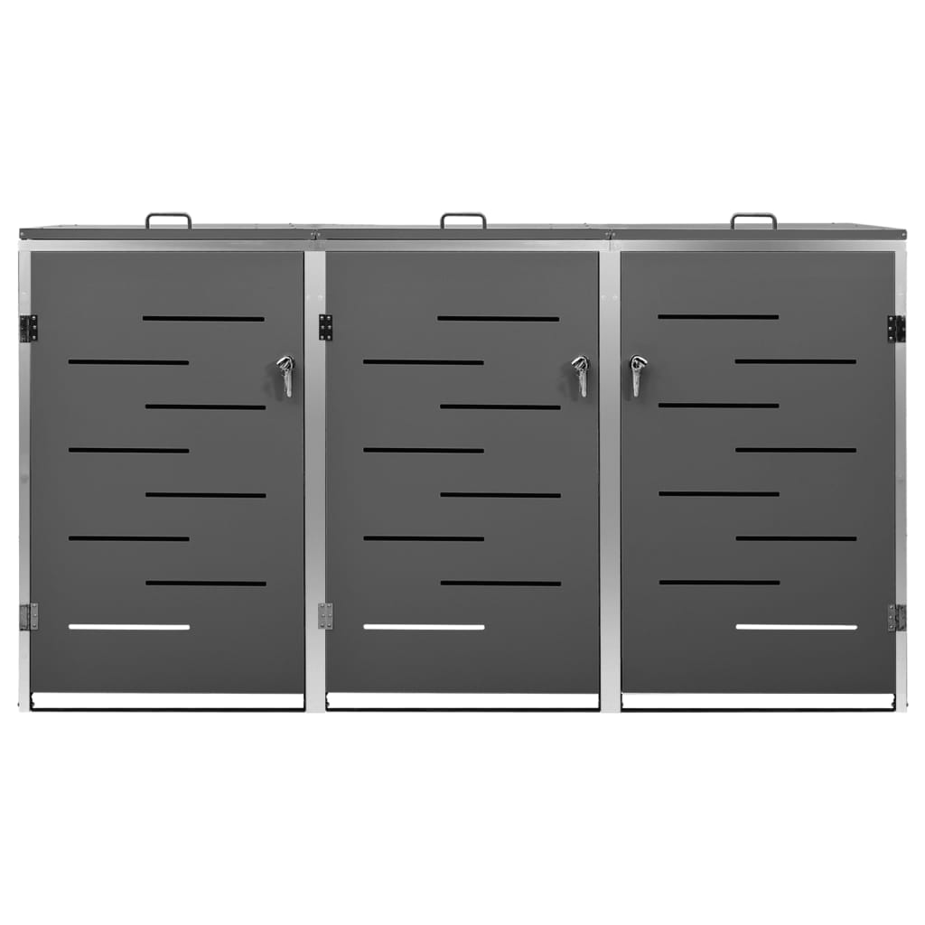 Abri pour trois poubelles 207x77,5x115 cm Inox