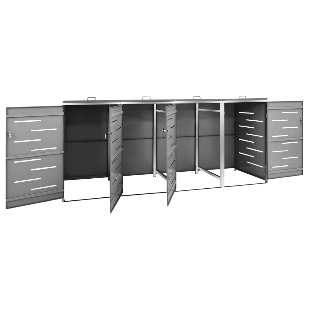 Abri pour quatre poubelles 276,5x77,5x115,5 cm Inox