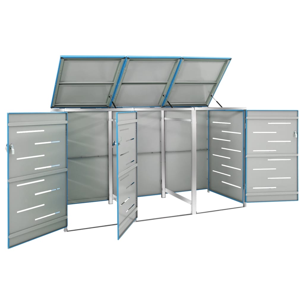 Abri pour trois poubelles 207x77,5x115 cm Inox