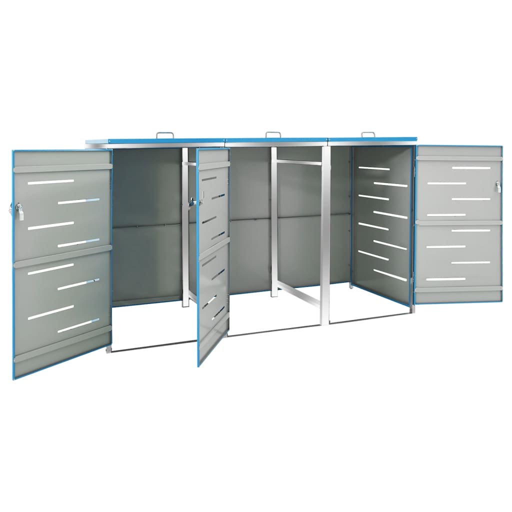 Abri pour trois poubelles 207x77,5x115 cm Inox