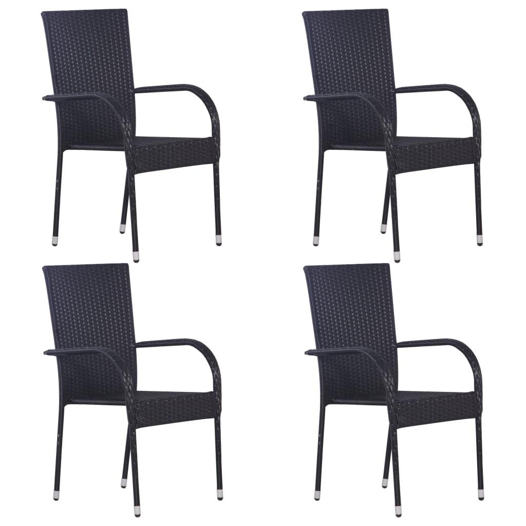 Ensemble de salle à manger de jardin 5 pcs Noir