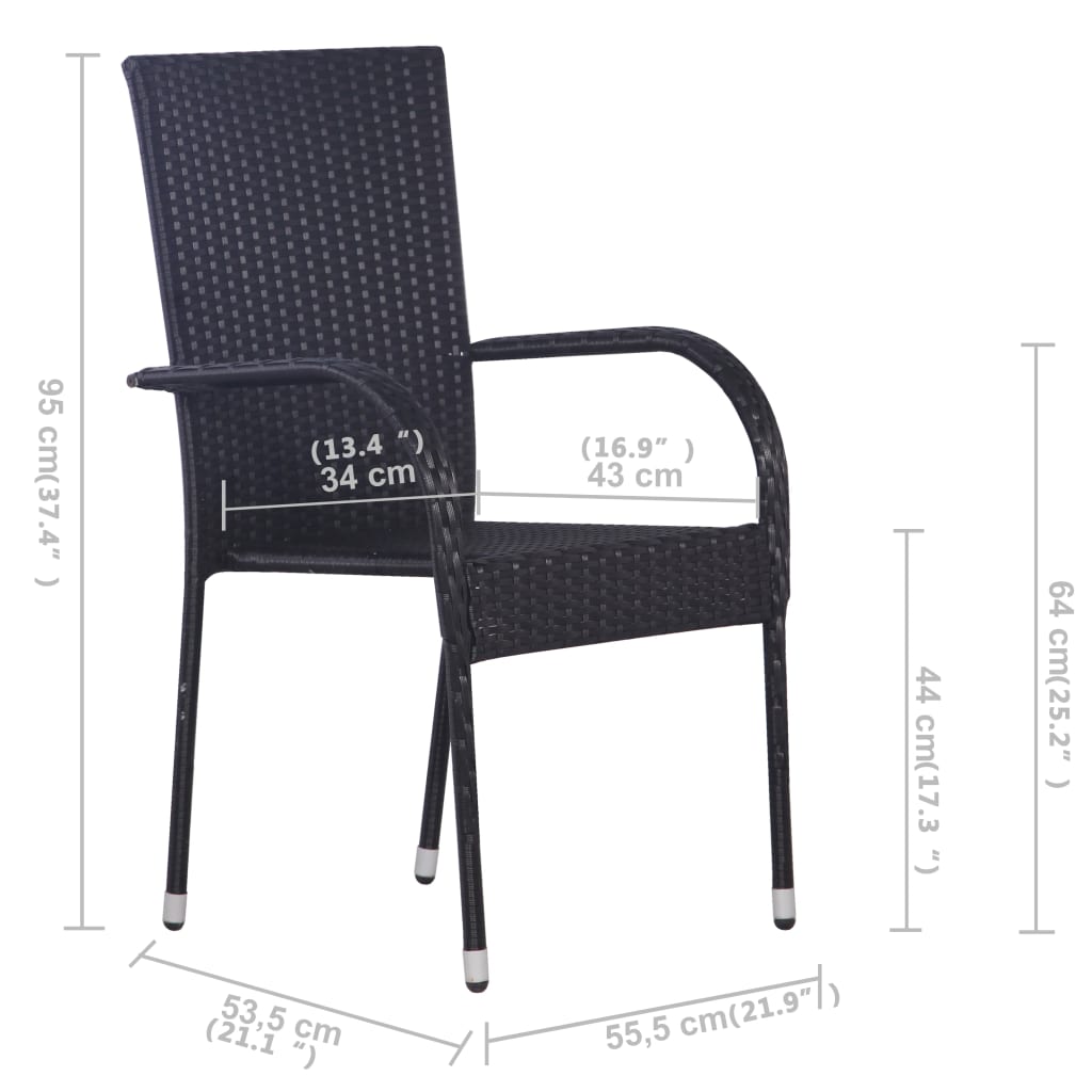 Ensemble de salle à manger de jardin 5 pcs Noir