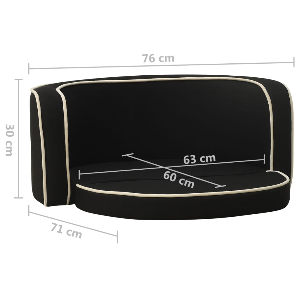 Canapé pliable pour chien Noir 76x71x30 cm Coussin lavable