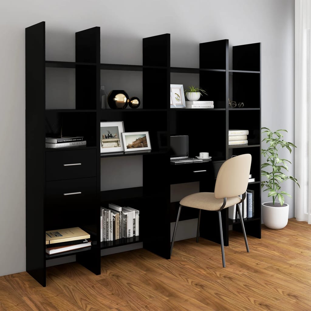 Bibliothèque Noir 40x35x180 cm Aggloméré
