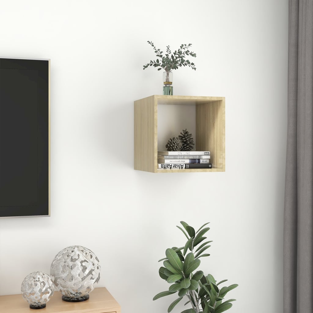 Armoire murale Blanc et chêne Sonoma 37x37x37 cm Aggloméré