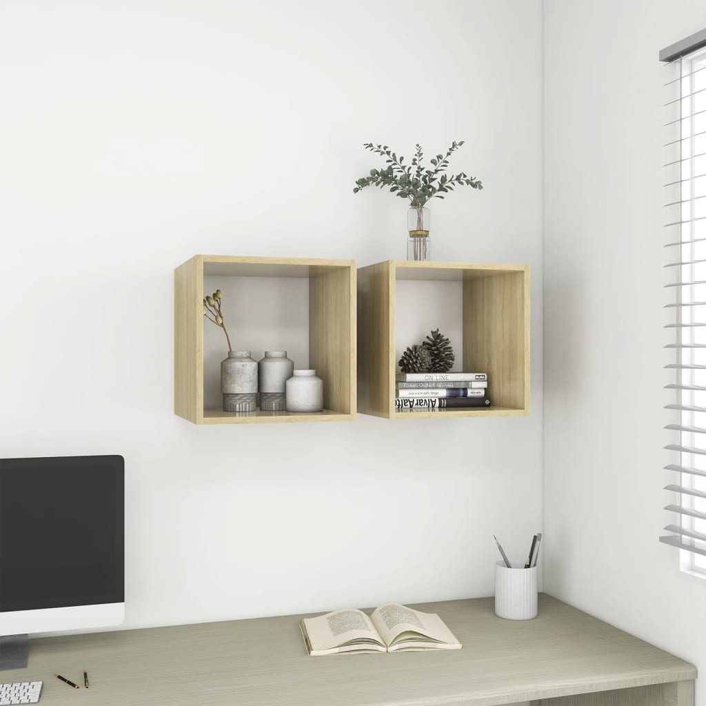 Armoire murale Blanc et chêne Sonoma 37x37x37 cm Aggloméré