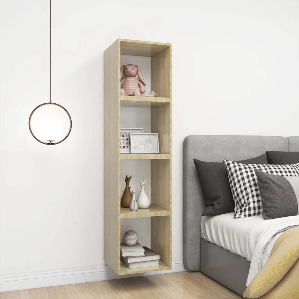 Armoire murale Blanc et chêne Sonoma 37x37x37 cm Aggloméré