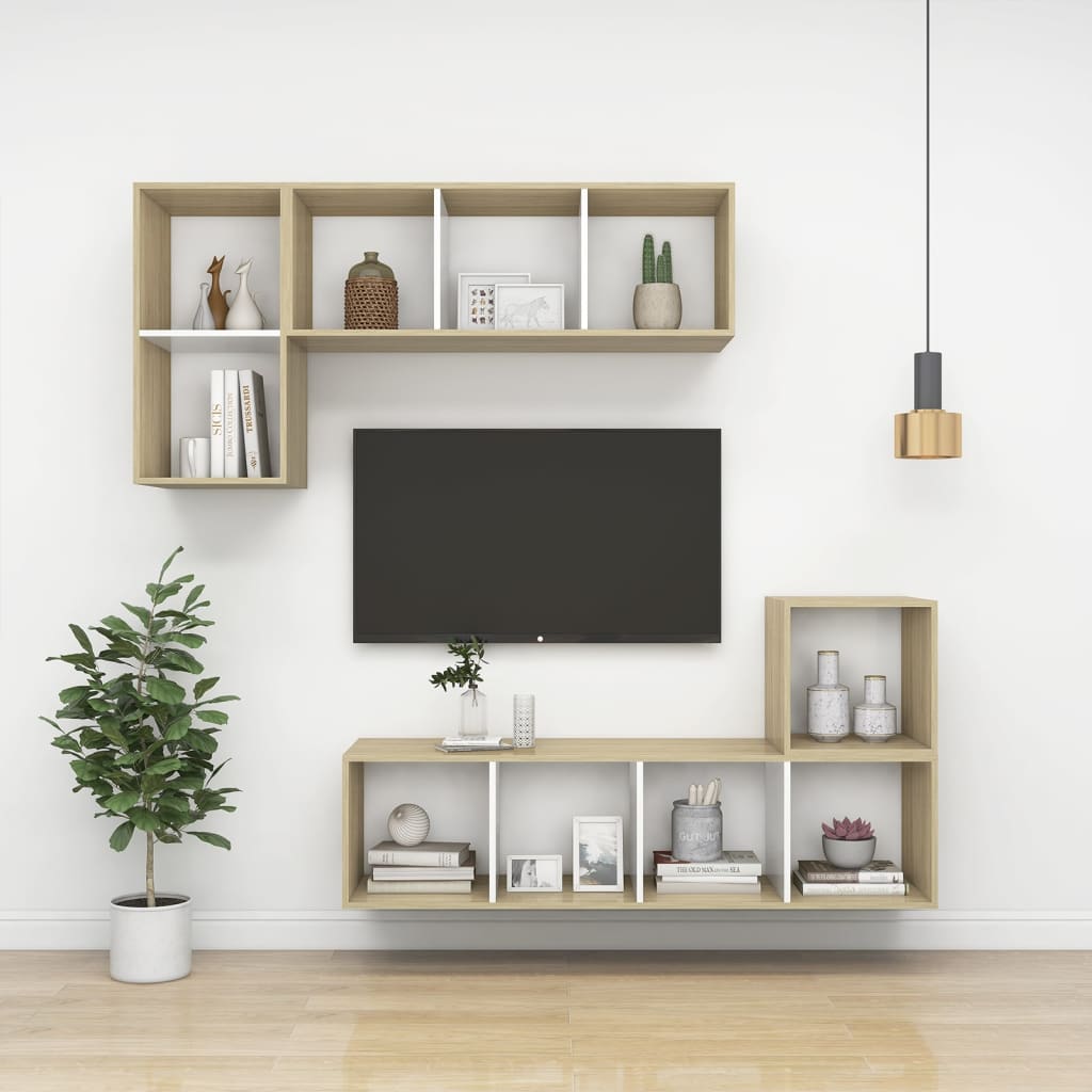 Armoire murale Blanc et chêne Sonoma 37x37x37 cm Aggloméré