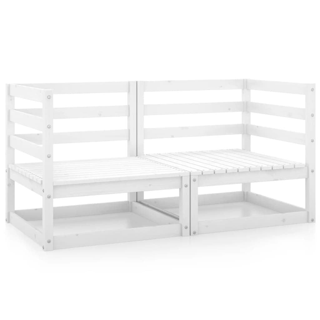 Canapés d'angle de jardin 2 pcs Blanc Bois de pin massif