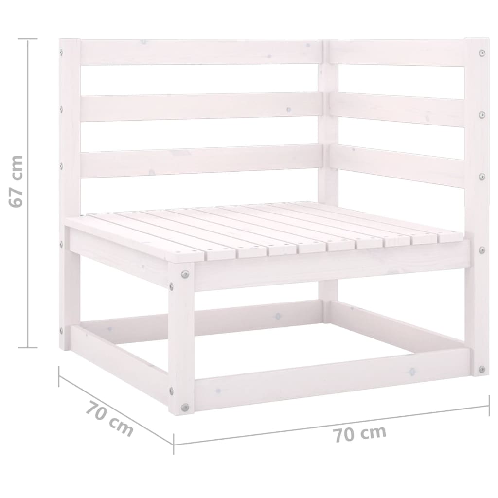 Canapés d'angle de jardin 2 pcs Blanc Bois de pin massif