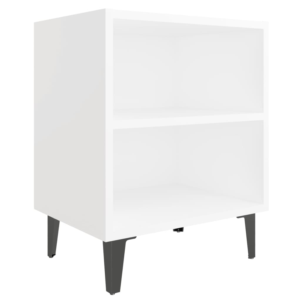Table de chevet avec pieds en métal Blanc 40x30x50 cm