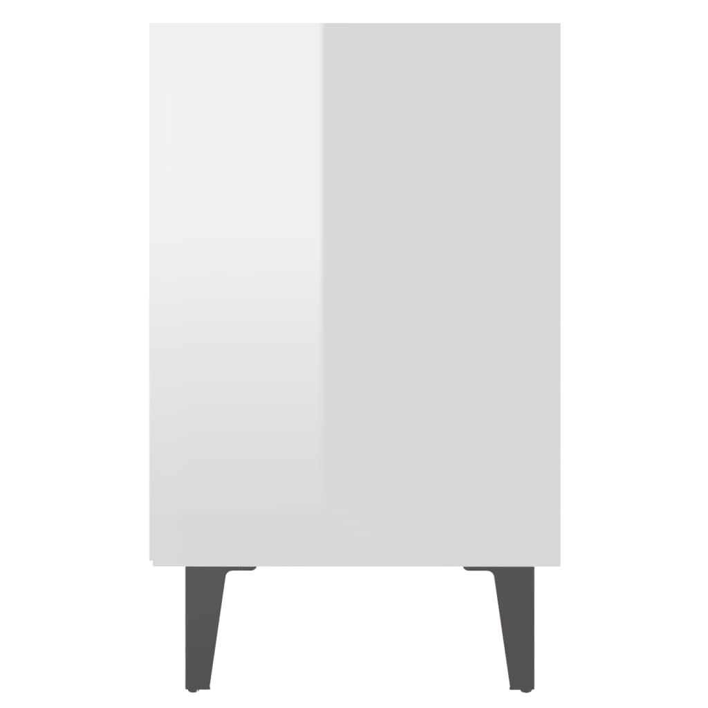 Tables de chevet pieds en métal 2 pcs Blanc brillant 40x30x50cm
