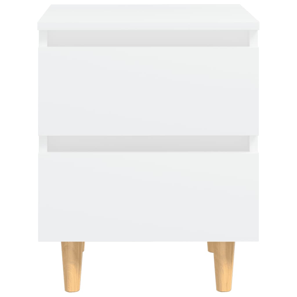 Tables de chevet avec pieds en pin 2 pcs Blanc 40x35x50 cm