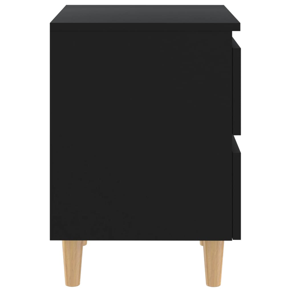 Tables de chevet avec pieds en pin 2 pcs Noir 40x35x50 cm