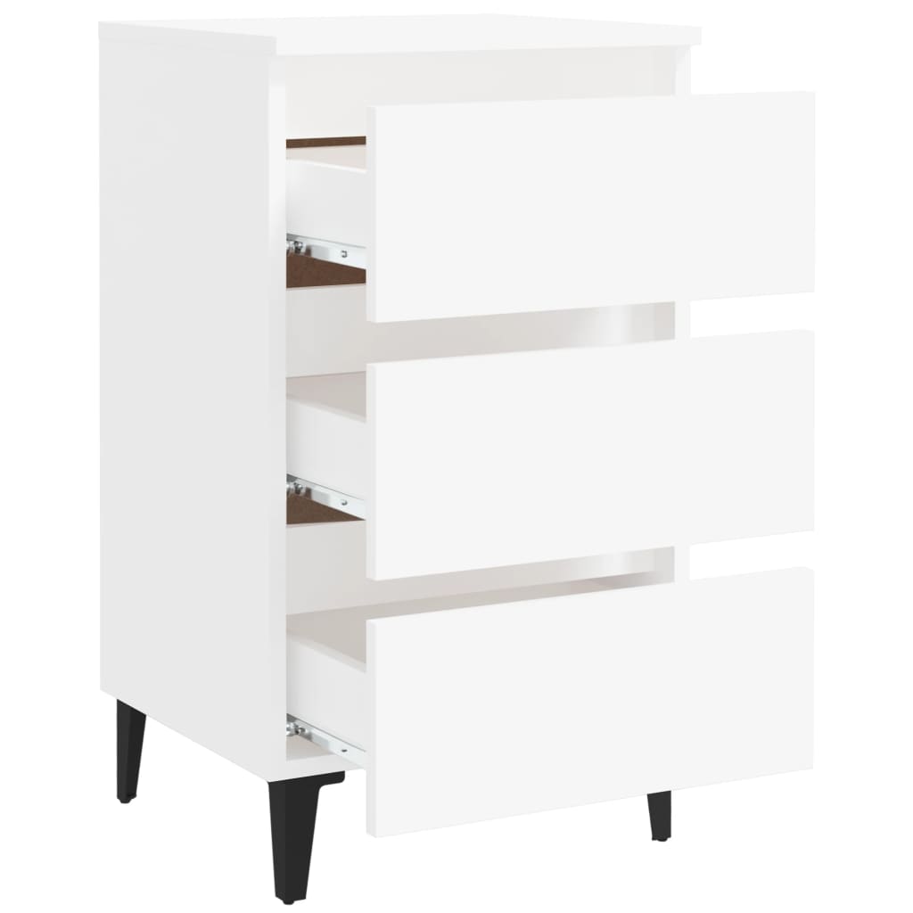 Table de chevet avec pieds en métal Blanc 40x35x69 cm