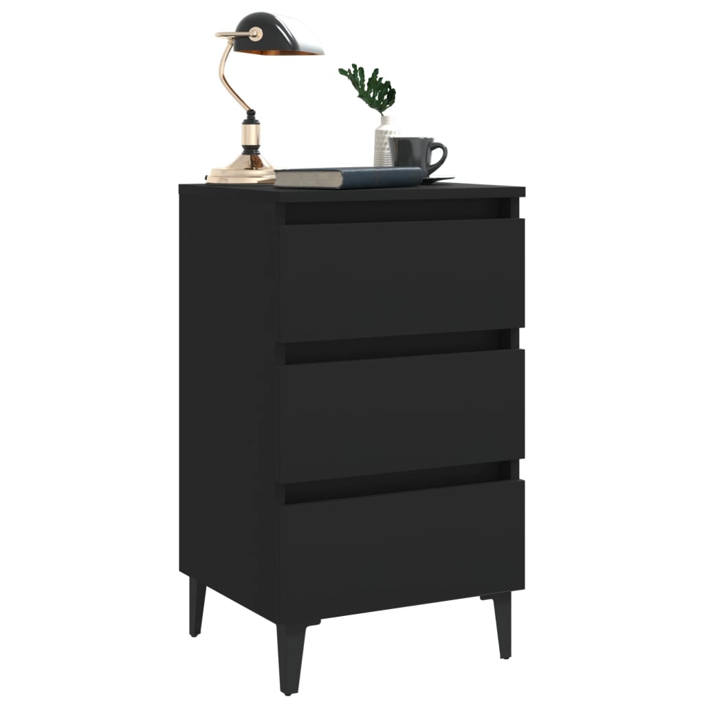 Table de chevet avec pieds en métal Noir 40x35x69 cm