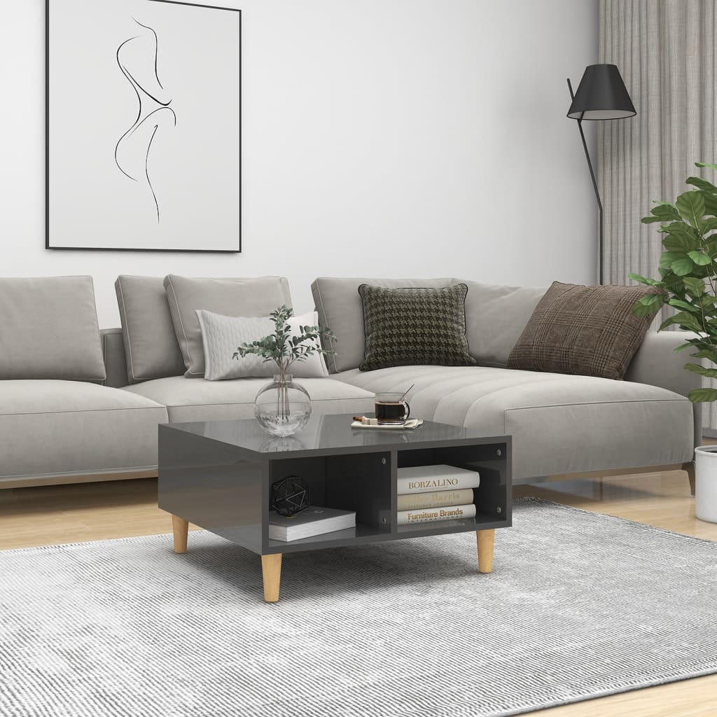 Table basse Gris brillant 60x60x30 cm Aggloméré
