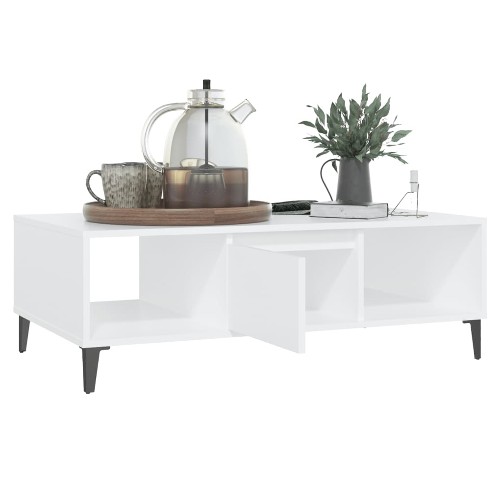 Table basse Blanc 103,5x60x35 cm Aggloméré