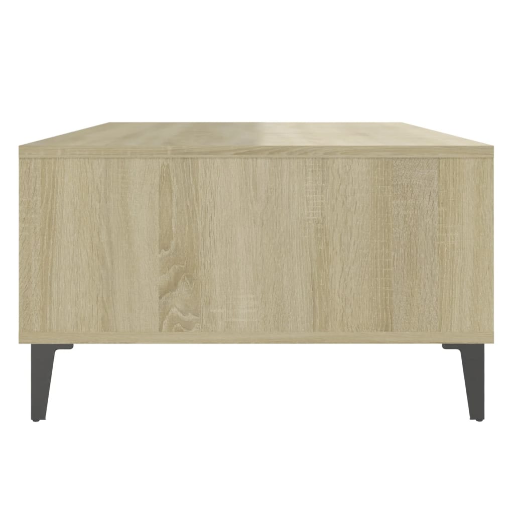 Table basse Blanc et chêne sonoma 103,5x60x35 cm Aggloméré