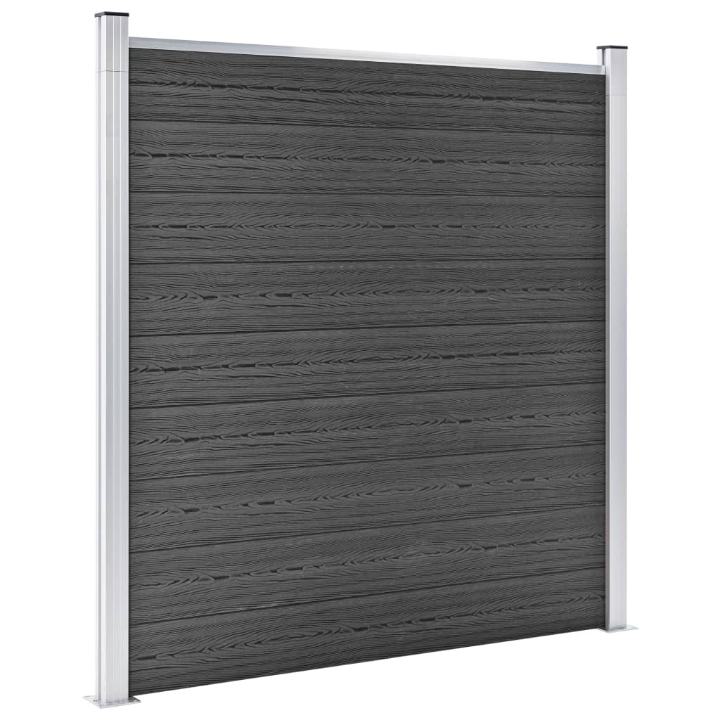 Ensemble de panneau de clôture WPC 353x186 cm Noir