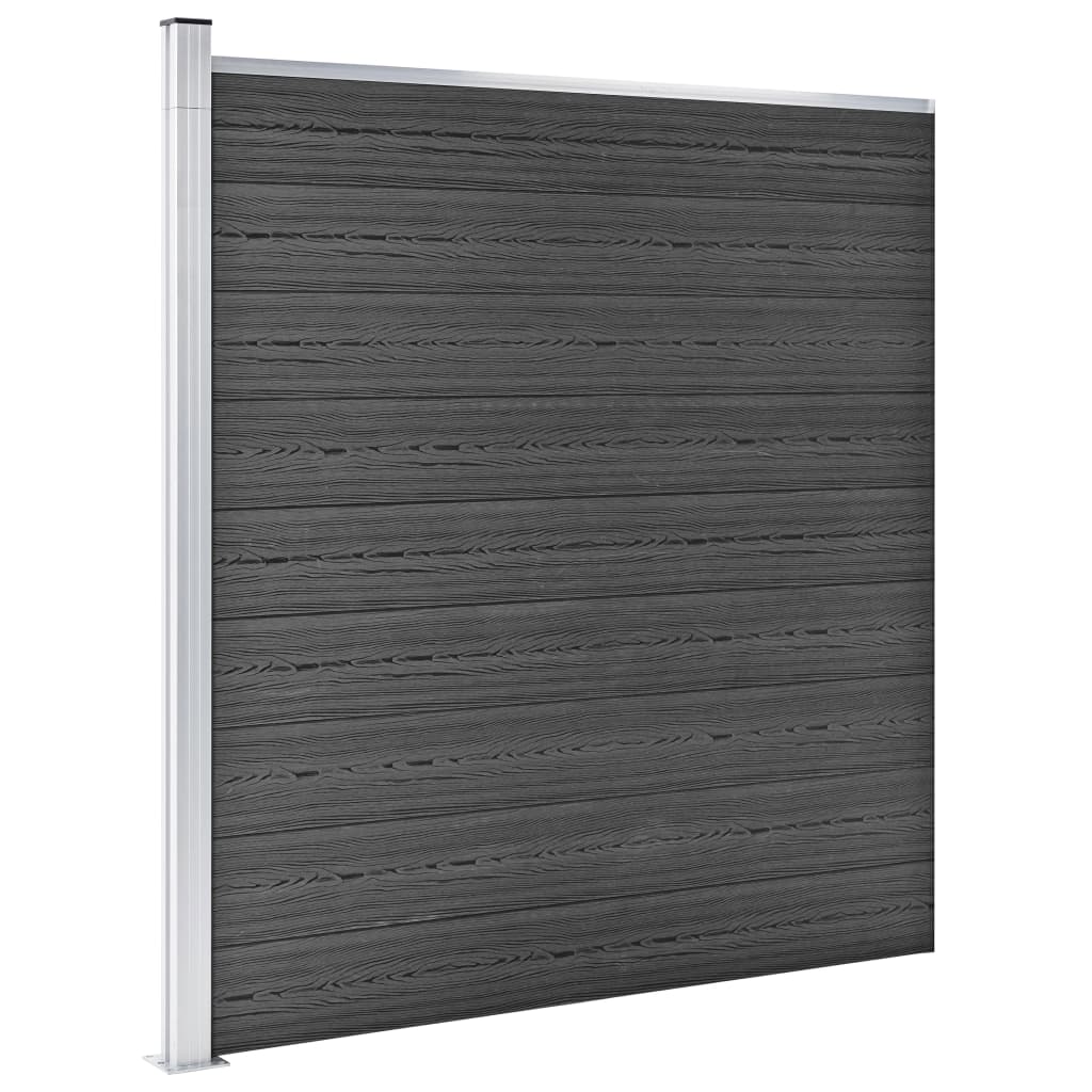 Ensemble de panneau de clôture WPC 353x186 cm Noir
