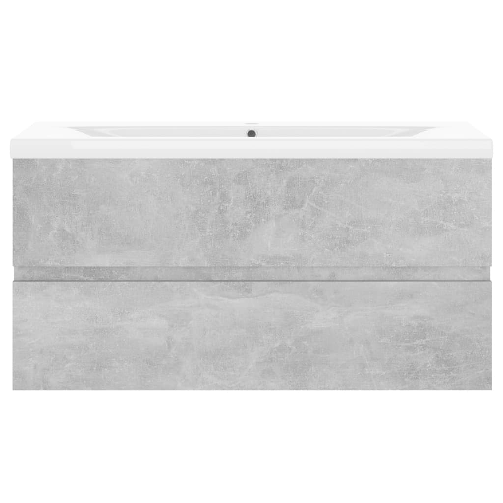 Armoire d'évier avec lavabo intégré Gris béton Aggloméré
