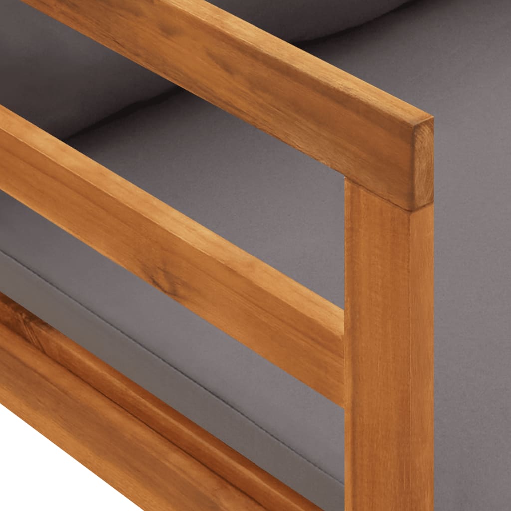 Chaise longue avec coussins gris foncé Bois d'acacia solide