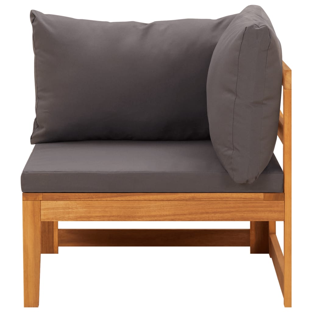 Salon de jardin 2 pcs avec coussins gris foncé Bois d'acacia