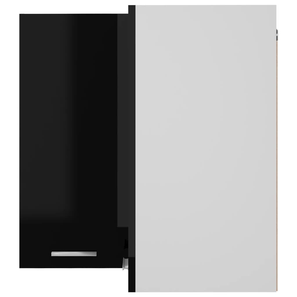 Armoire d'angle suspendue Noir brillant 57x57x60 cm Aggloméré