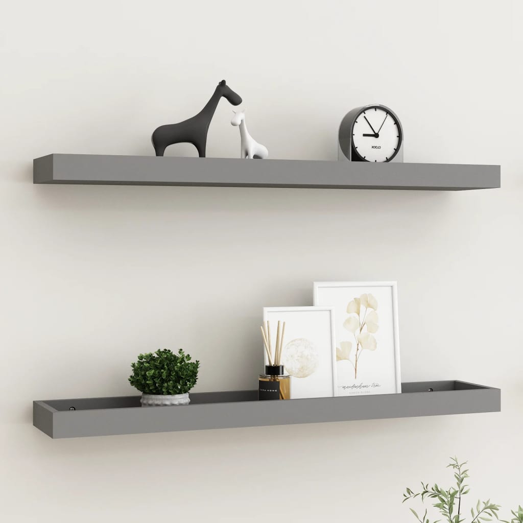 Étagères murales Loggia 2 pcs Gris 80x15x4 cm MDF