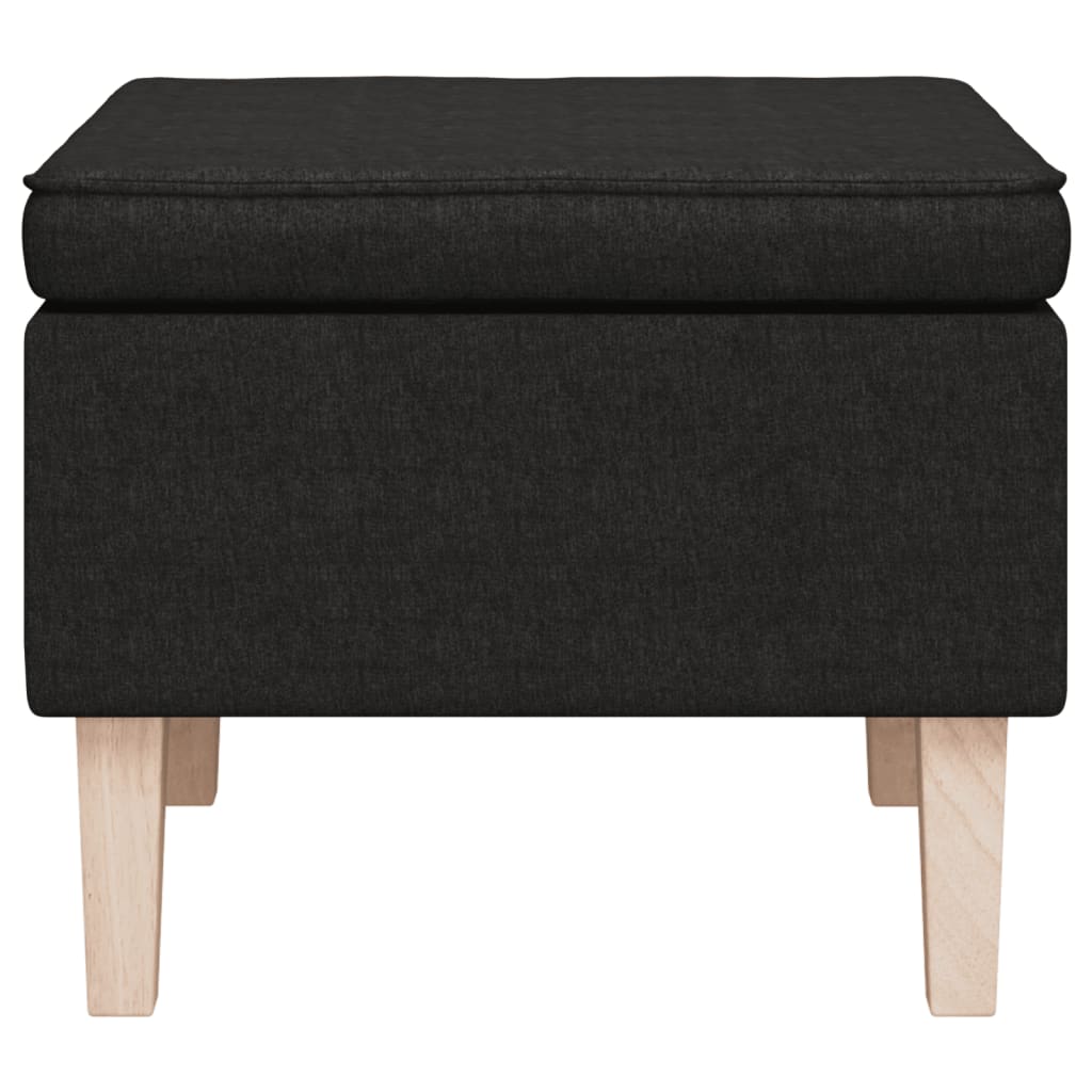 Tabouret avec pieds en bois Noir Tissu