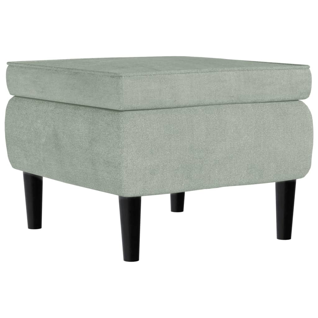 Tabouret avec pieds en bois Gris clair Velours