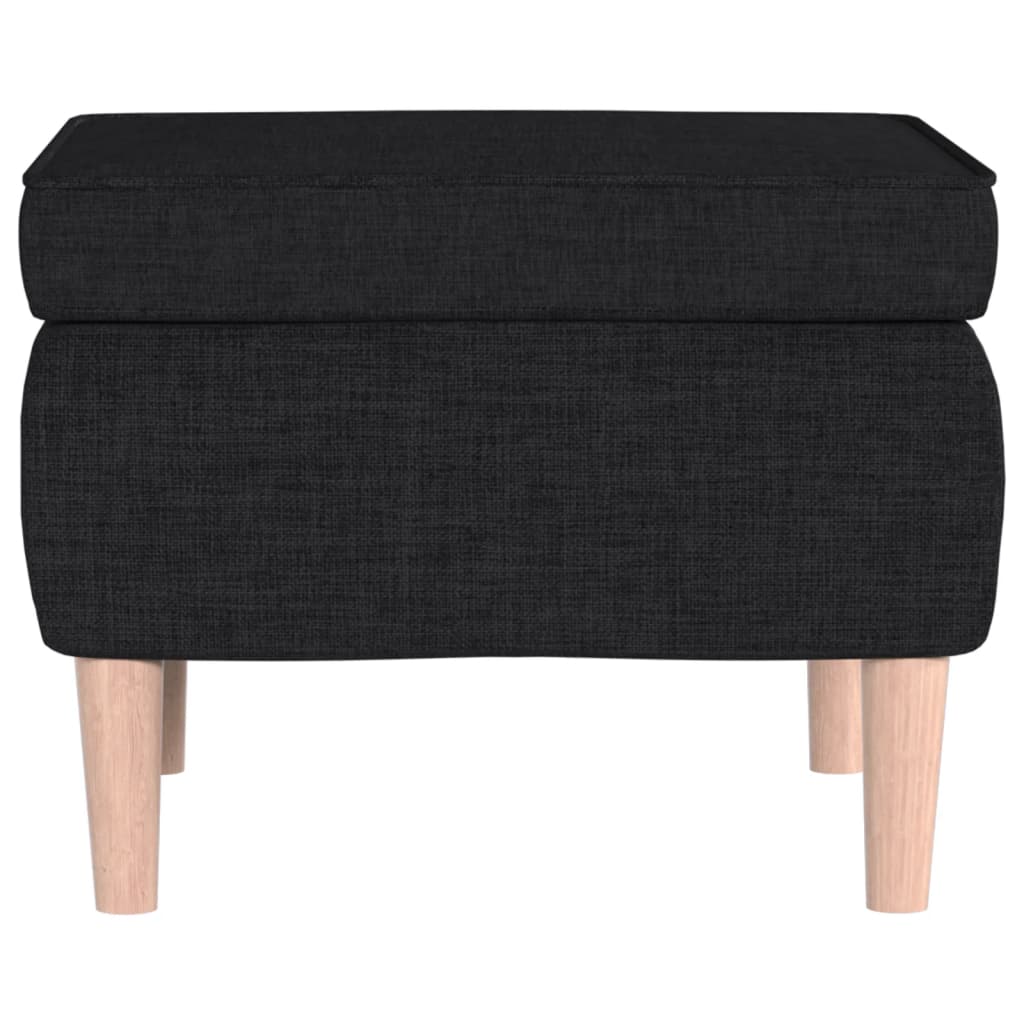 Tabouret avec pieds en bois Noir Tissu