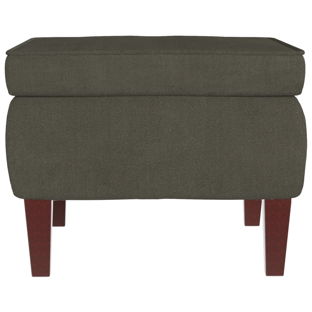 Tabouret avec pieds en bois Gris foncé Velours