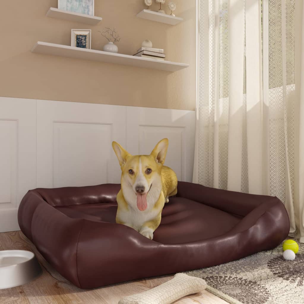 Lit pour chien Marron 105x80x25 cm Similicuir