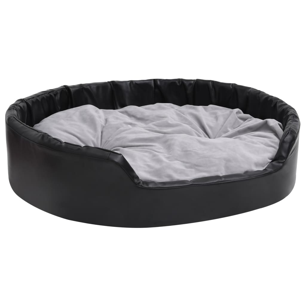 Lit chiens Noir et gris 99x89x21 cm Peluche et similicuir
