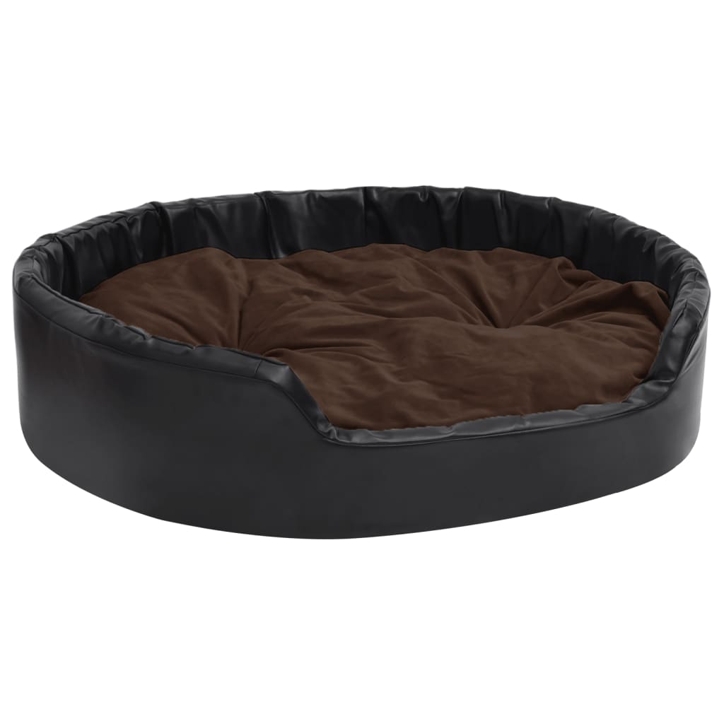 Lit pour chiens Noir et marron 99x89x21 cm Peluche et similicuir