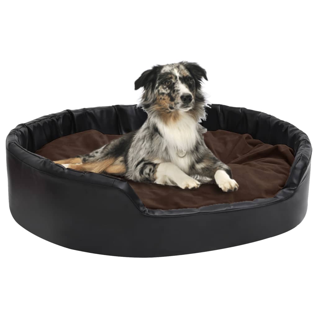 Lit pour chiens Noir et marron 99x89x21 cm Peluche et similicuir