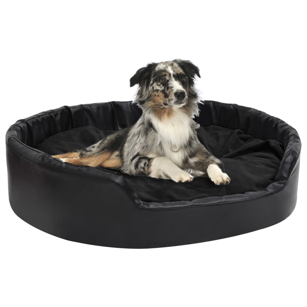 Lit pour chiens Noir 99x89x21 cm Peluche et similicuir