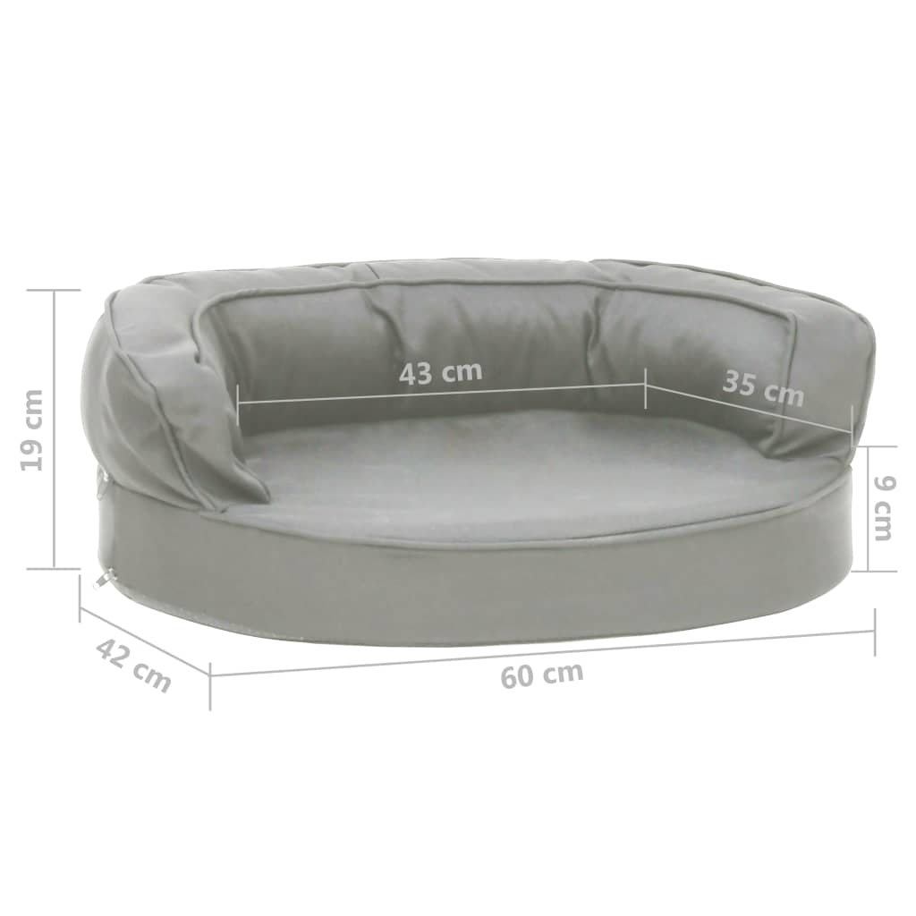 Matelas de lit ergonomique de chien 60x42 cm Aspect de lin Gris
