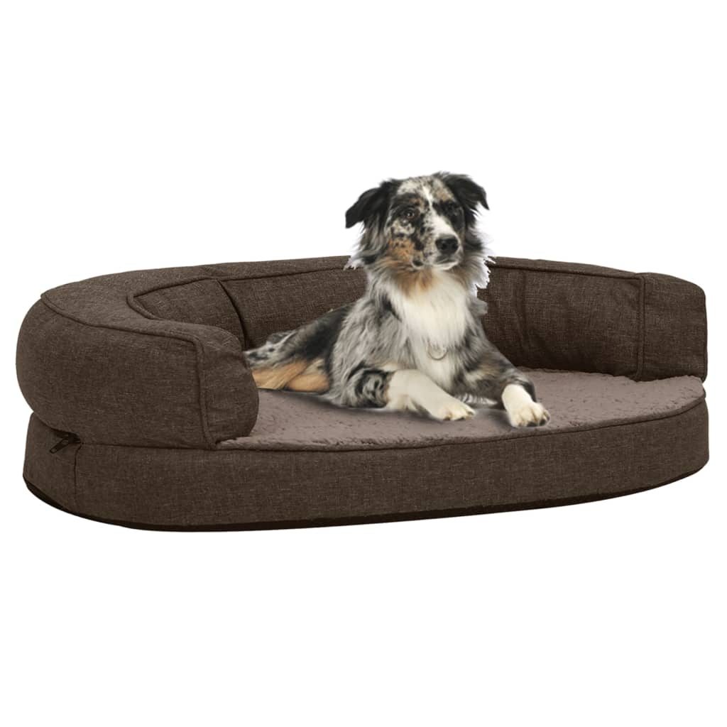 Matelas de lit ergonomique de chien 75x53 cm Polaire Marron