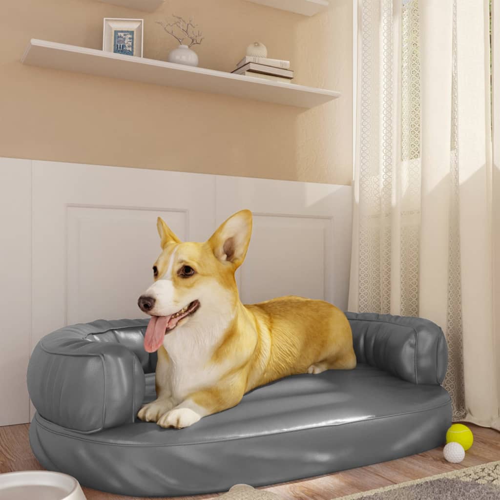 Lit pour chien en Mousse Gris 75x53 cm Similicuir