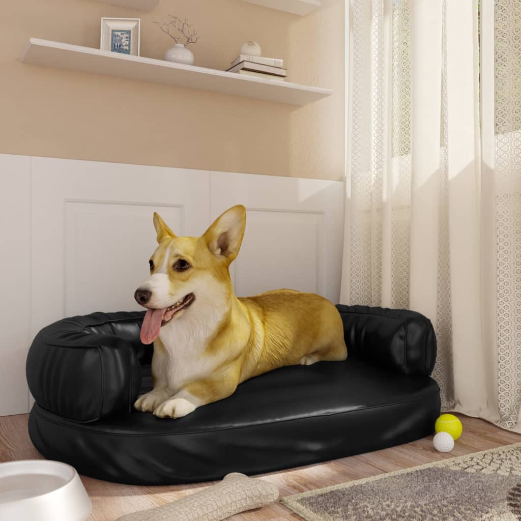 Lit pour chien en Mousse Noir Similicuir