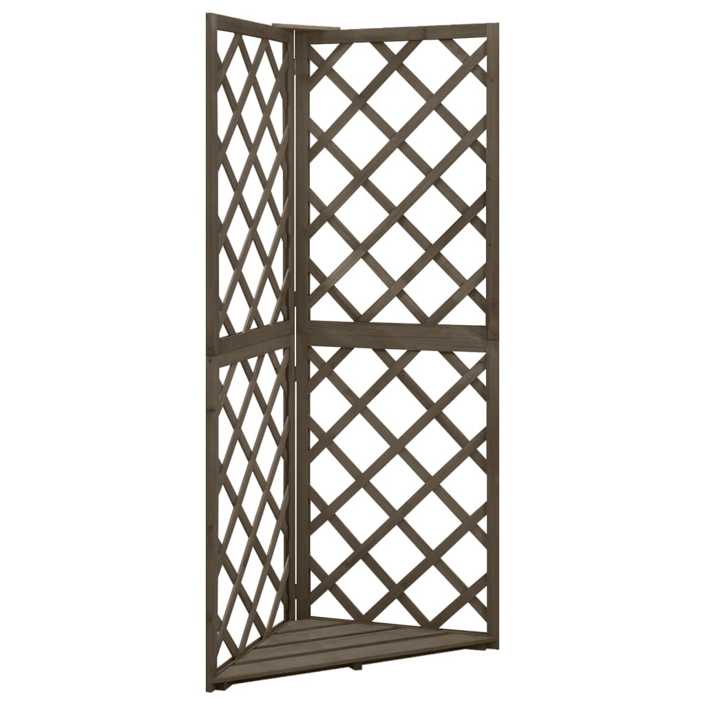 Treillis d'angle Gris 50x50x145 cm Bois de sapin massif